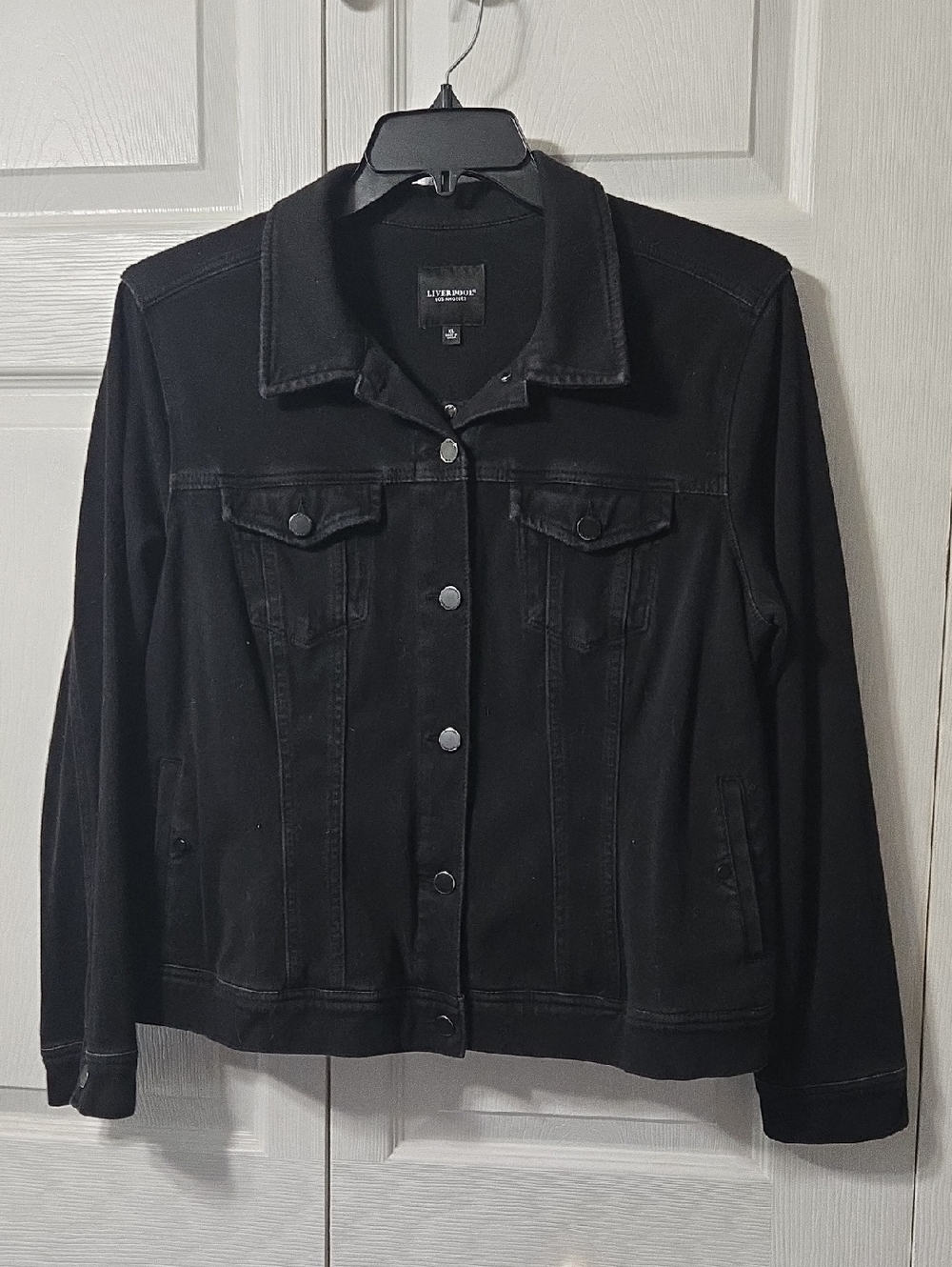 Liverpool Women's Black Button-Up Denim Jacket